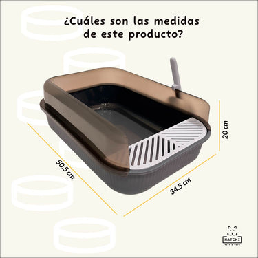 Arenero Para Gatos Grande Matchi Con Pala Y Filtro Semicerrado Antiderrames 50 x 34 x 20 cm