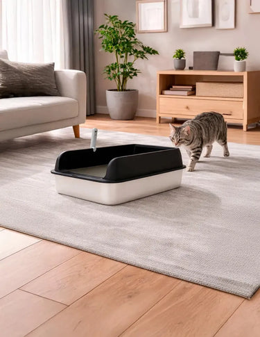 Arenero para Gatos de Acero Inoxidable con Pala y Regilla