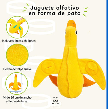 Pato Interactivo para Esconder Premios, con Silbato Chillón
