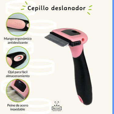 Cepillo Deslanador para Perros y Gatos, Removedor de Pelo Muerto para Pelaje Corto-Medio-Largo