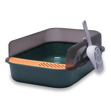 Arenero Para Gatos Grande Matchi Con Pala Y Filtro Semicerrado Antiderrames 50 x 34 x 20 cm
