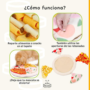 Pizza Juguete y Tapete Olfativo para Esconder Premios, con Silbato Chillón