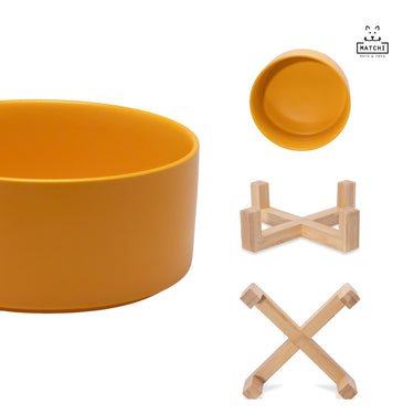 2pack Plato Para Perros Y Gatos De Cerámica Con Base Bambú