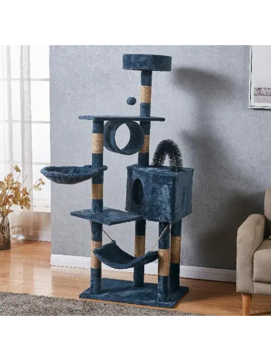 Torre para Gatos Multi-Nivel con Rascadores – Modelo Comfort (Cepillo) Altura 1.47