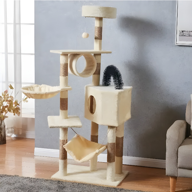 Torre para Gatos Multi-Nivel con Rascadores – Modelo Comfort (Cepillo) Altura 1.47
