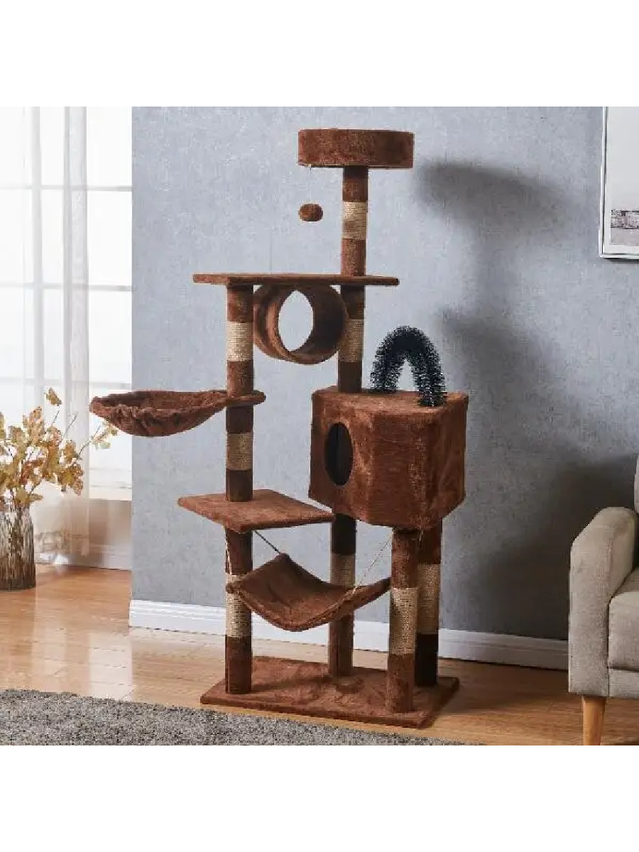Torre para Gatos Multi-Nivel con Rascadores – Modelo Comfort (Cepillo) Altura 1.47