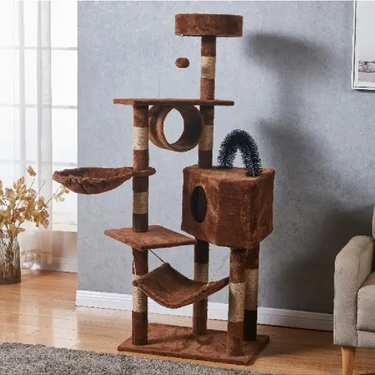 Torre para Gatos Multi-Nivel con Rascadores – Modelo Comfort (Cepillo) Altura 1.47