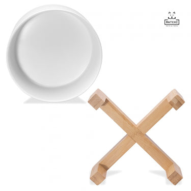 2pack Plato Para Perros Y Gatos De Cerámica Con Base Bambú