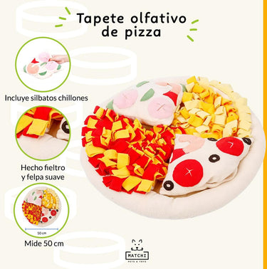 Pizza Juguete y Tapete Olfativo para Esconder Premios, con Silbato Chillón