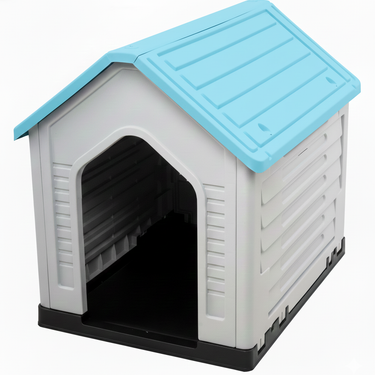 Casa para Perro de Plástico Resistente Ideal para Interior y Exterior Color Azul