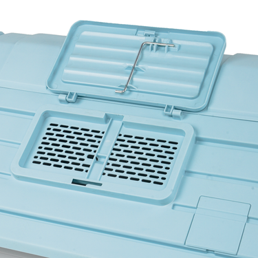 Casa para Perro de Plástico Resistente con Ventana Superior – Diseño Ventilado para Interior y Exterior Color Azul