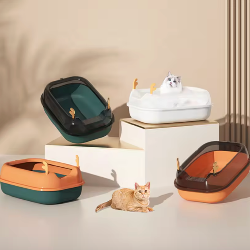 Arenero para Gatos con Tapa, Pala y Cajón Deslizable para Fácil Limpieza