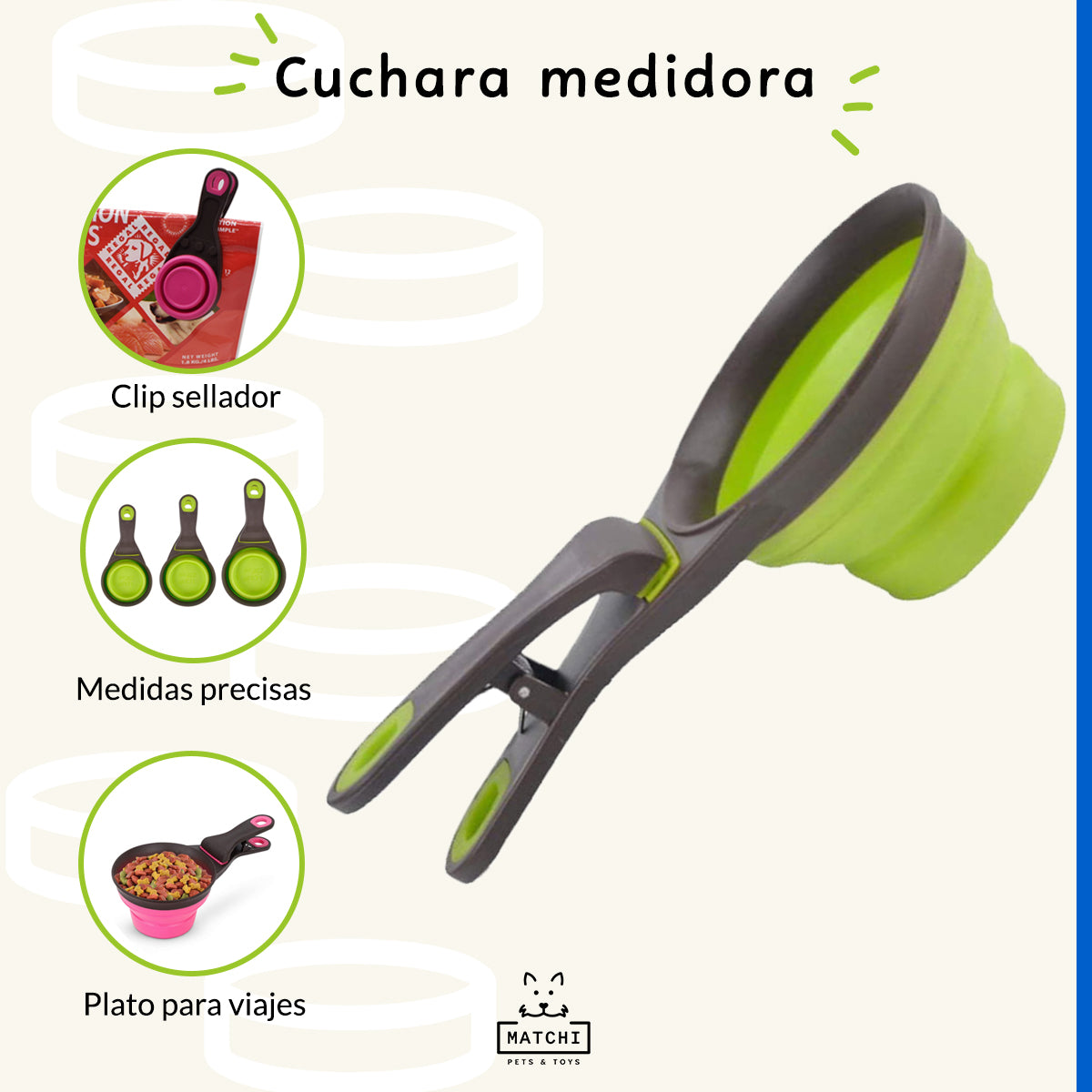 Cuchara De Silicón Para Croquetas Con Clip Sellador