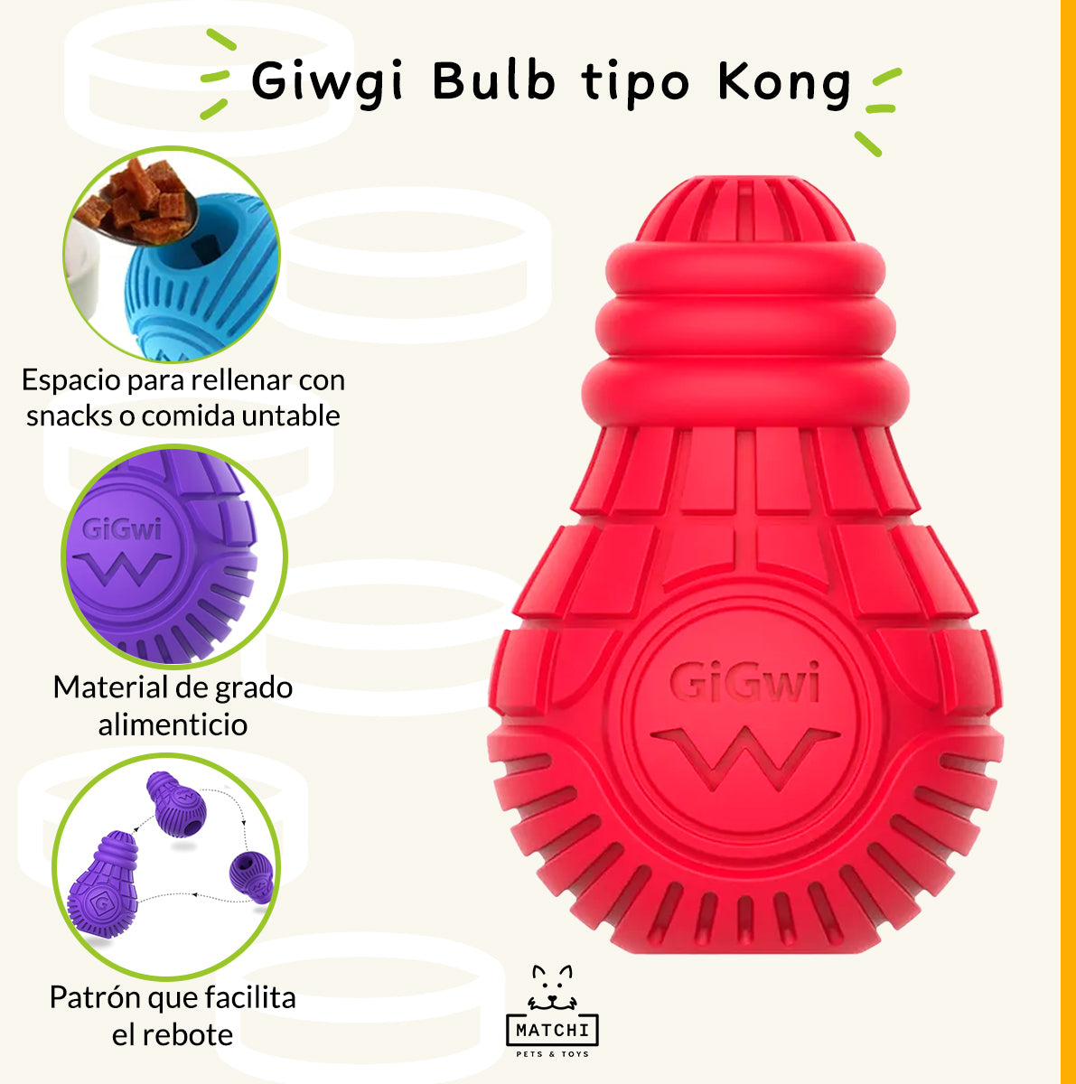 Gigwi Bulb Juguete tipo Kong Dispensador de Premios