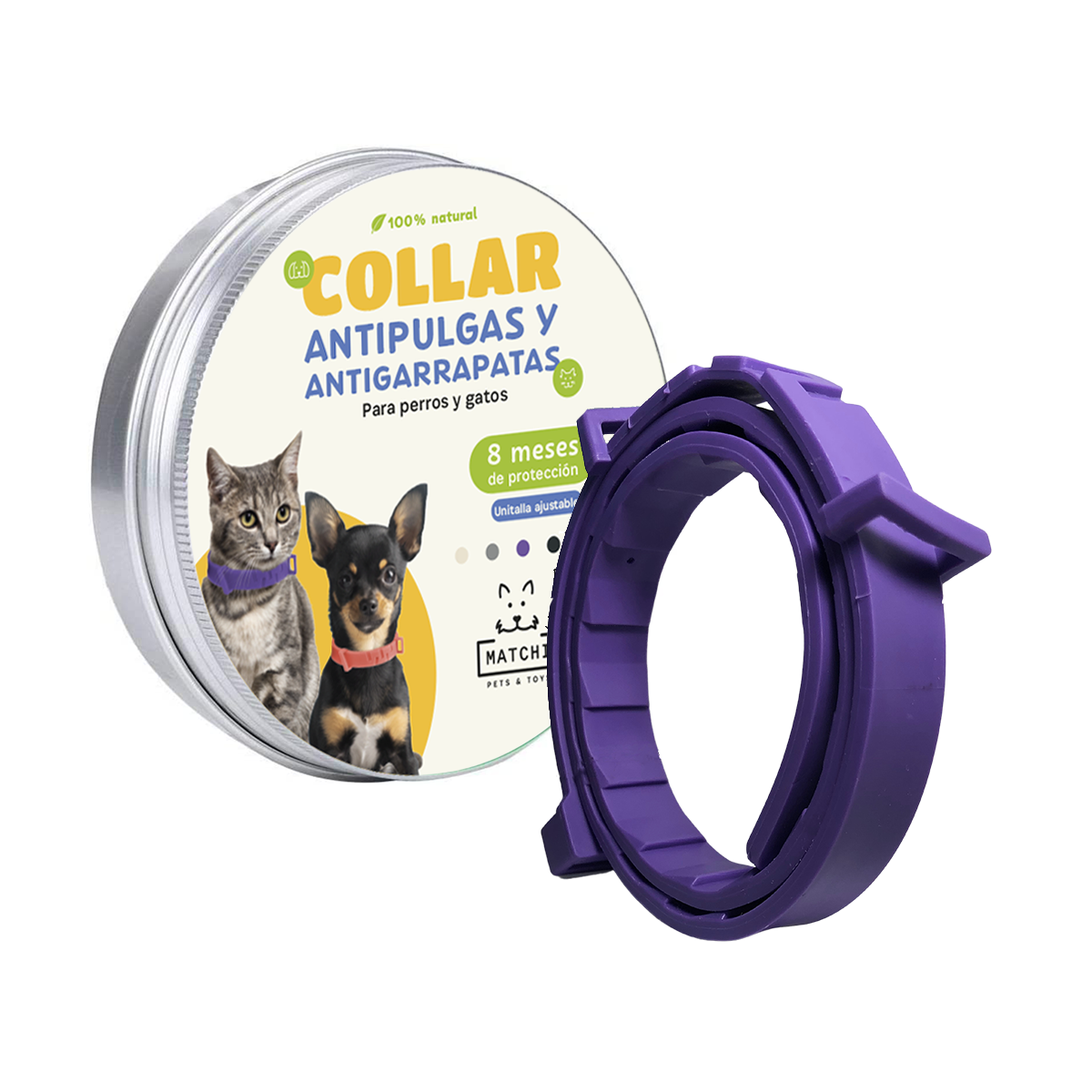 Collar Antipulgas Antigarrapatas para Perros y Gatos Duración 8 Meses