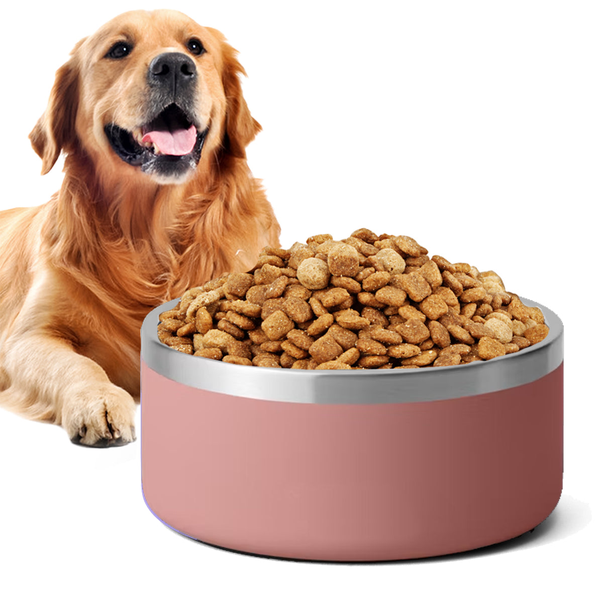Plato de Acero Inoxidable Tazón Antiderrapante para Perros y Gatos de 1.3L