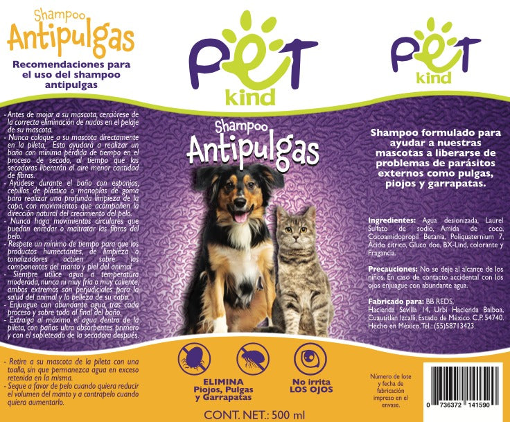 Shampoo Antipulgas Líquido para Mascotas 500ml