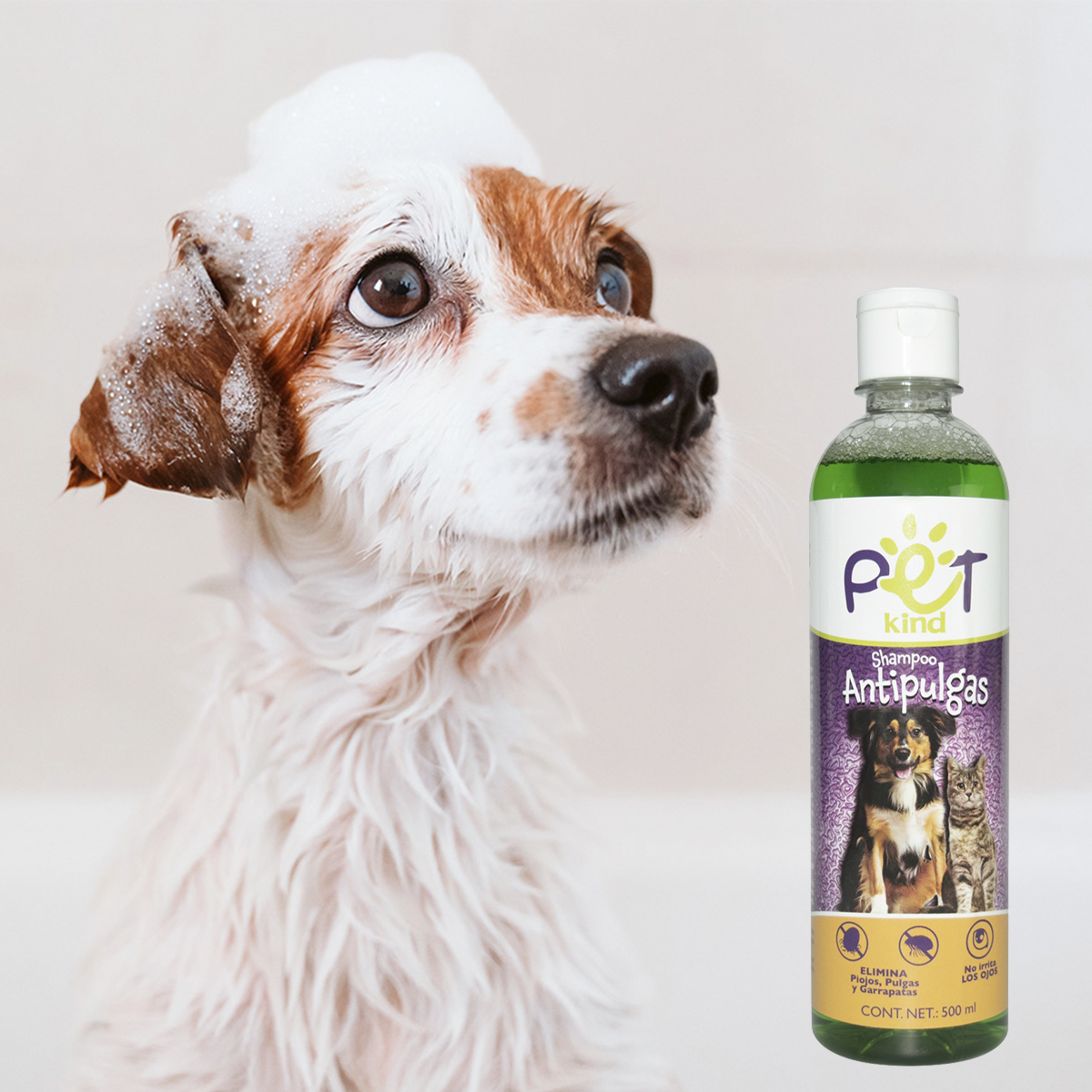 Shampoo Antipulgas Líquido para Mascotas 500ml